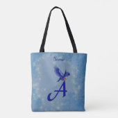 Blauwe Vogel Monogram Eerste Letter B Persoonlijk Tote Bag (Achterkant)