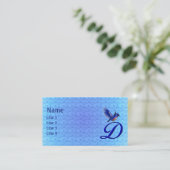 Blauwe Vogel Monogram Eerste Letter D Elegant Visitekaartje (Staand voorkant)