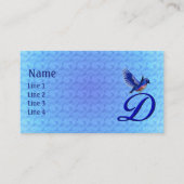 Blauwe Vogel Monogram Eerste Letter D Elegant Visitekaartje (Voorkant)