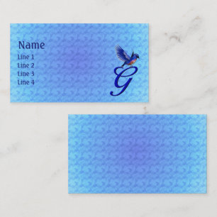 Blauwe Vogel Monogram Eerste Letter G Elegant Visitekaartje