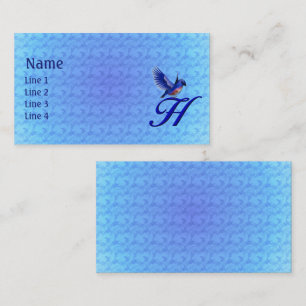 Blauwe Vogel Monogram Eerste Letter H Elegant Visitekaartje