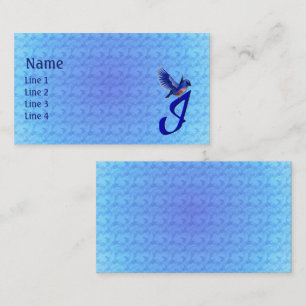 Blauwe Vogel Monogram Eerste Letter I Elegant Visitekaartje