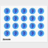 Blauwe Vogel Monogram Eerste Letter J Elegant Ronde Sticker (Vel)