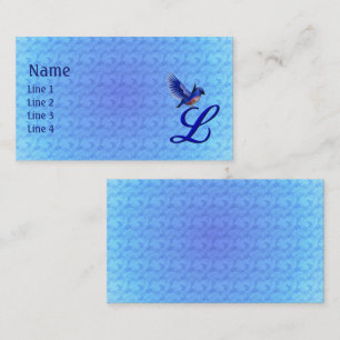 Blauwe Vogel Monogram Eerste Letter L Elegant Visitekaartje