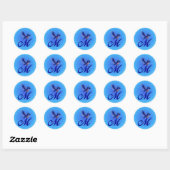 Blauwe Vogel Monogram Eerste Letter M Elegant Ronde Sticker (Vel)