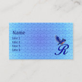 Blauwe Vogel Monogram Eerste Letter R Elegant Visitekaartje (Voorkant)