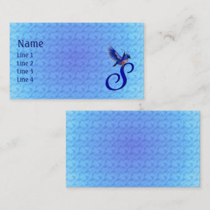 Blauwe Vogel Monogram Eerste Letter S Elegant Visitekaartje