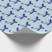 Blauwe Vogel Monogram Initiaal A Cadeaupapier (Hoek)