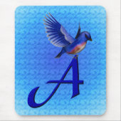 Blauwe Vogel Monogram Initiaal A Muismat (Voorkant)