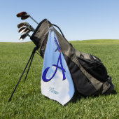 Blauwe Vogel Monogram Initiaal A Persoonlijk Golfhanddoek (Groen)