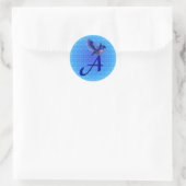 Blauwe Vogel Monogram Initiaal A Ronde Sticker (Tas)