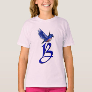 Blauwe Vogel Monogram Initiaal B Elegant T-shirt