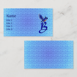 Blauwe Vogel Monogram Initiaal B Elegant Visitekaartje