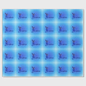 Blauwe Vogel Monogram Initiaal B Persoonlijk Cadeaupapier (Vlak)