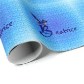 Blauwe Vogel Monogram Initiaal B Persoonlijk Cadeaupapier (Rol Hoek)