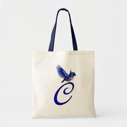 Blauwe Vogel Monogram Initiaal C Elegant Tote Bag (Voorkant)