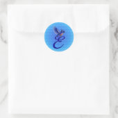 Blauwe Vogel Monogram Initiaal E Elegant Ronde Sticker (Tas)