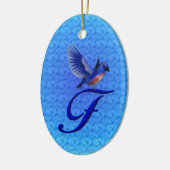 Blauwe Vogel Monogram Initiaal F  Keramisch Ornament (Links)