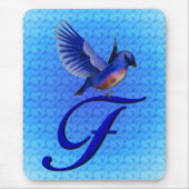 Blauwe Vogel Monogram Initiaal F Muismat (Voorkant)