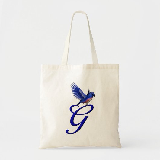 Blauwe Vogel Monogram Initiaal G Elegant Tote Bag (Voorkant)