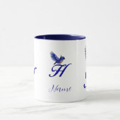 Blauwe Vogel Monogram Initiaal H Elegant Persoonli Mok (Midden)