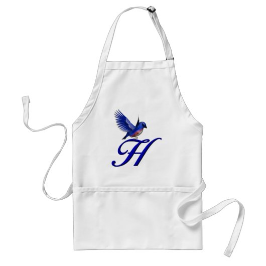 Blauwe Vogel Monogram Initiaal H Standaard Schort (Voorkant)