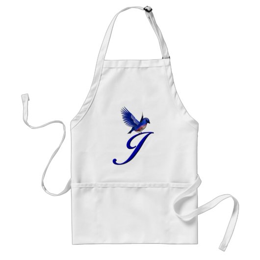 Blauwe Vogel Monogram Initiaal J Standaard Schort (Voorkant)