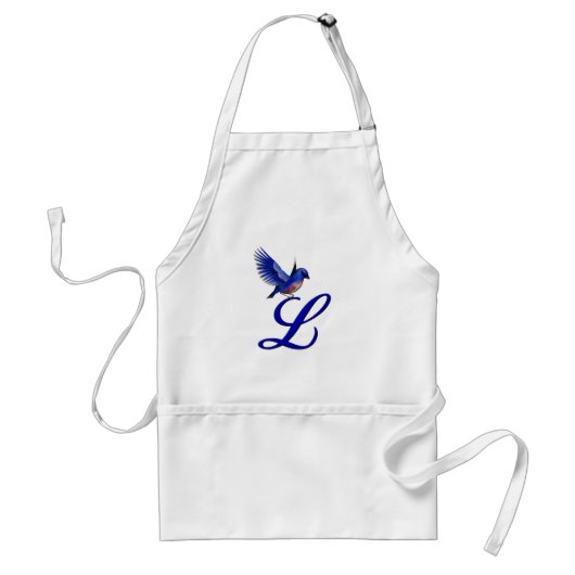 Blauwe Vogel Monogram Initiaal L Standaard Schort (Voorkant)