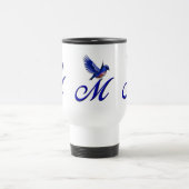 Blauwe Vogel Monogram Initiaal M Elegant Reisbeker (Center)