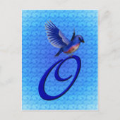 Blauwe Vogel Monogram Initiaal O Elegant Briefkaart (Voorkant)