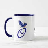 Blauwe Vogel Monogram Initiaal O Elegant Persoonli Mok (Links)