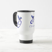 Blauwe Vogel Monogram Initiaal O Elegant Persoonli Reisbeker (Voorkant links)
