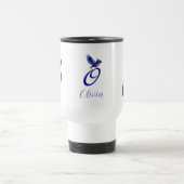 Blauwe Vogel Monogram Initiaal O Elegant Persoonli Reisbeker (Center)
