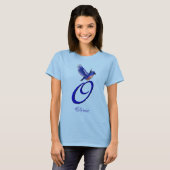 Blauwe Vogel Monogram Initiaal O Elegant Persoonli T-shirt (Voorkant volledig)