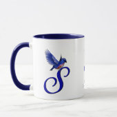 Blauwe Vogel Monogram Initiaal S Elegant Gepersona Mok (Links)