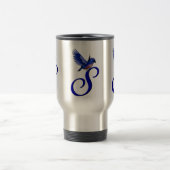 Blauwe Vogel Monogram Initiaal S Elegant Reisbeker (Center)