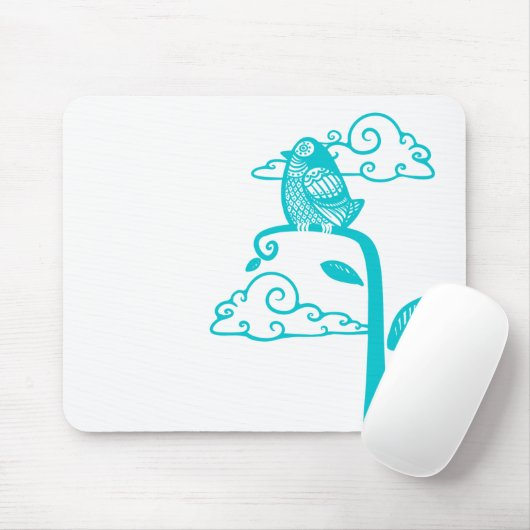 Blauwe vogel muismat (Met muis)