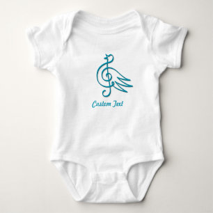 Blauwe vogel muziek baby bodysuit