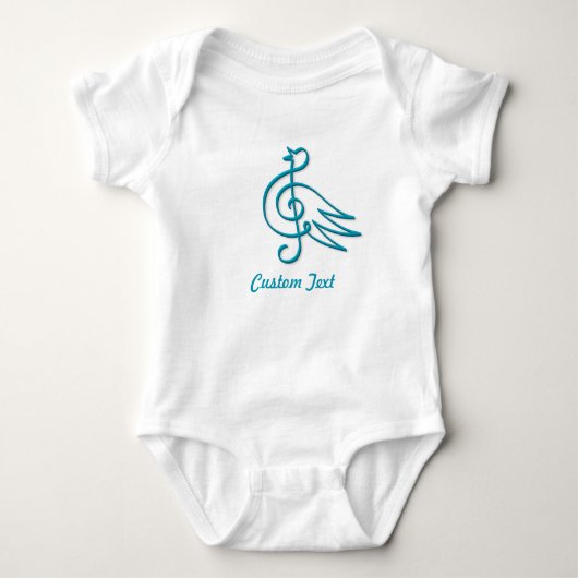 Blauwe vogel muziek baby bodysuit (Voorkant)
