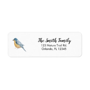 Blauwe Vogel Natuur Schilderen Retouradres Etiket