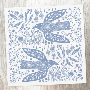 Blauwe vogel notitiekaartje