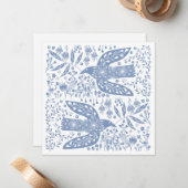 Blauwe vogel notitiekaartje (Voorkant / Achterkant in situ)