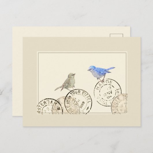 Blauwe vogel ontbreekt u Frans  Briefkaart (Voorkant / Achterkant)