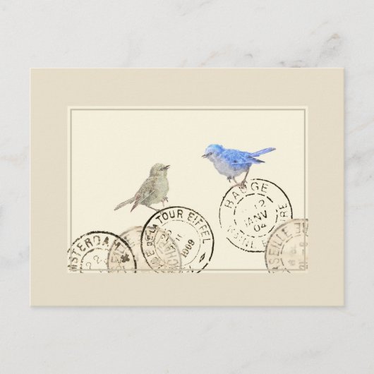 Blauwe vogel ontbreekt u Frans  Briefkaart (Voorkant)