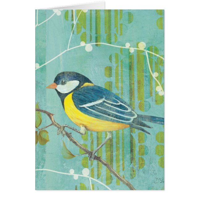 Blauwe vogel op een boom (Voorkant)