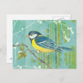 Blauwe vogel op een boom briefkaart (Voorkant / Achterkant)