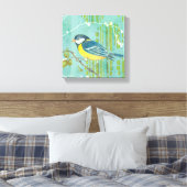 Blauwe vogel op een boom canvas afdruk (Insitu (Slaapkamer))