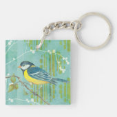 Blauwe vogel op een boom sleutelhanger (Achterkant)