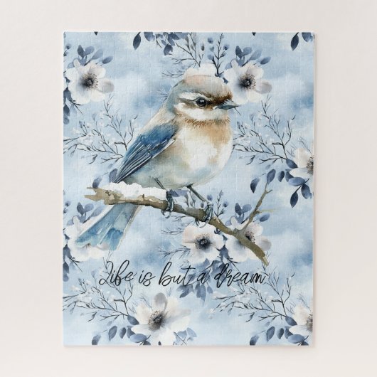 Blauwe Vogel op een Boomtak Legpuzzel (Verticaal)