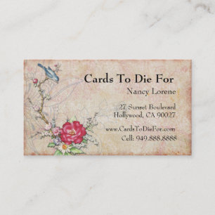 Blauwe vogel op een filiaal visitekaartje